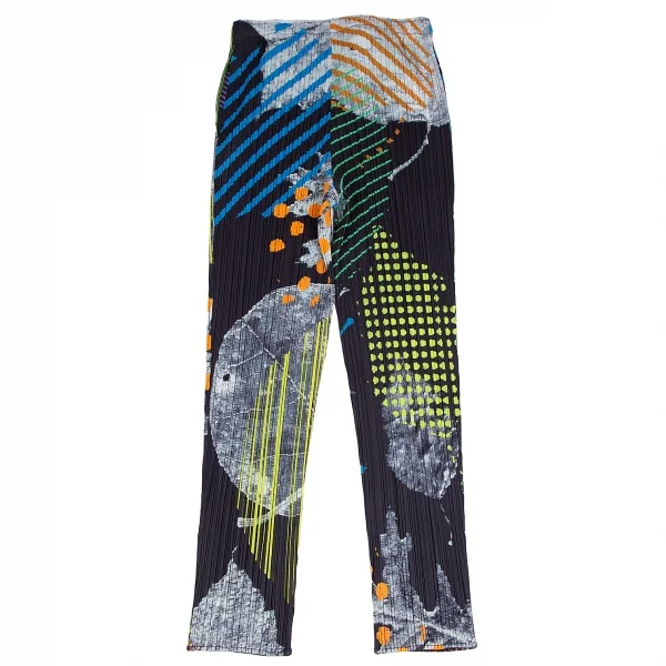 プリーツプリーズPLEATS PLEASE グラフィックプリントパンツ 紺マルチM位 K-112412_009