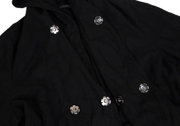 REGULATION Yohji Yamamoto MEN Wrinkled Wool Belted Hoodie Coat K-112441_011
