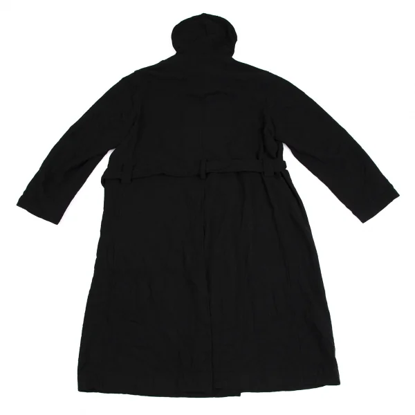 REGULATION Yohji Yamamoto MEN Wrinkled Wool Belted Hoodie Coat K-112441_014