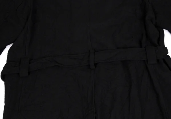 REGULATION Yohji Yamamoto MEN Wrinkled Wool Belted Hoodie Coat K-112441_015
