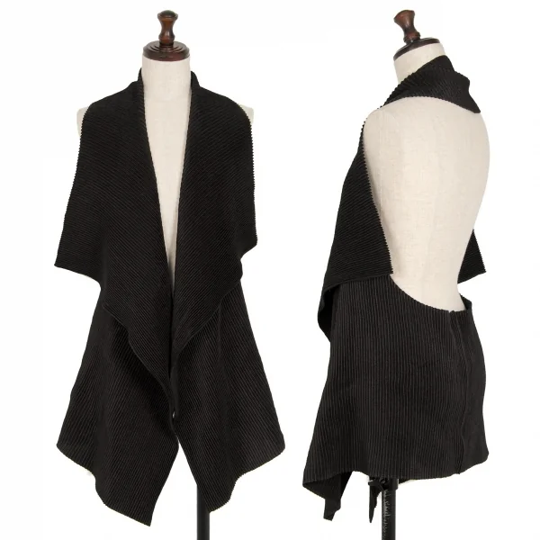 スペッチオ プリーツSPECCHIO PLEATS シャトルプリーツホルターネックジレベスト 黒40 K-112442_001