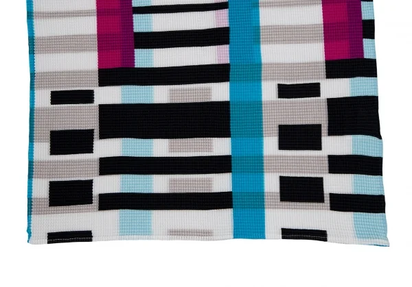 イッセイミヤケ ミーISSEY MIYAKE me タワーストライププリントストレッチプリーツハイネックカットソー 白黒他F K-112446_010