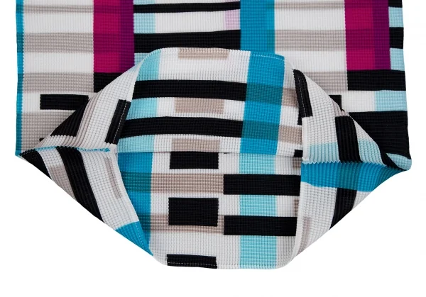 イッセイミヤケ ミーISSEY MIYAKE me タワーストライププリントストレッチプリーツハイネックカットソー 白黒他F K-112446_012