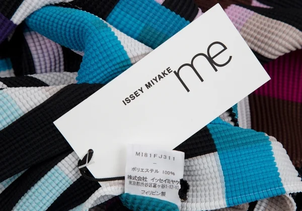 イッセイミヤケ ミーISSEY MIYAKE me タワーストライププリントストレッチプリーツハイネックカットソー 白黒他F K-112446_016