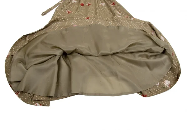 インゲボルグINGEBORG フローラルドットプリントレース切替ワンピース モカL位 K-112457_012