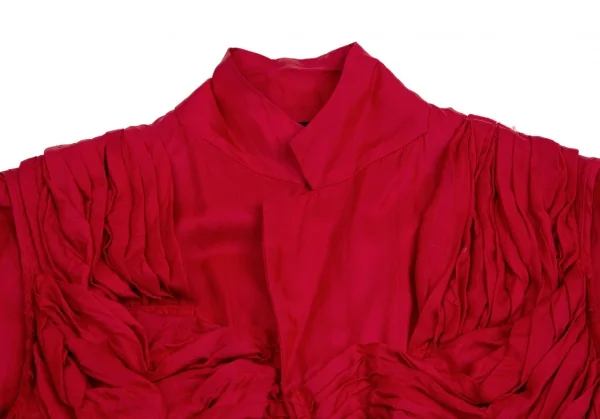 コムデギャルソンCOMME des GARCONS キュプラギャザー切替半袖ジャケット 赤M位 K-112464_004