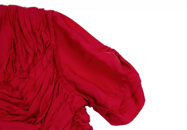 コムデギャルソンCOMME des GARCONS キュプラギャザー切替半袖ジャケット 赤M位 K-112464_005