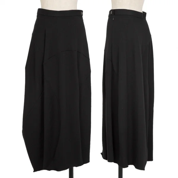 トリココムデギャルソンtricot COMME des GARCONSウールパネル切替フレアニットスカート 黒M K-112466_001