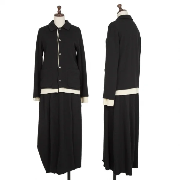 トリココムデギャルソンtricot COMME des GARCONSウールパネル切替フレアニットスカート 黒M K-112466_012