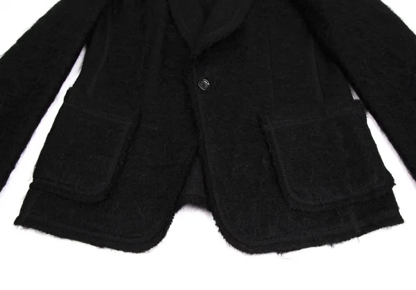トリココムデギャルソンtricot COMME des GARCONSモヘア混ショールカラージャケット 黒M K-112468_007