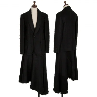 トリココムデギャルソンtricot COMME des GARCONSモヘア混ショールカラーセットアップスーツ 黒