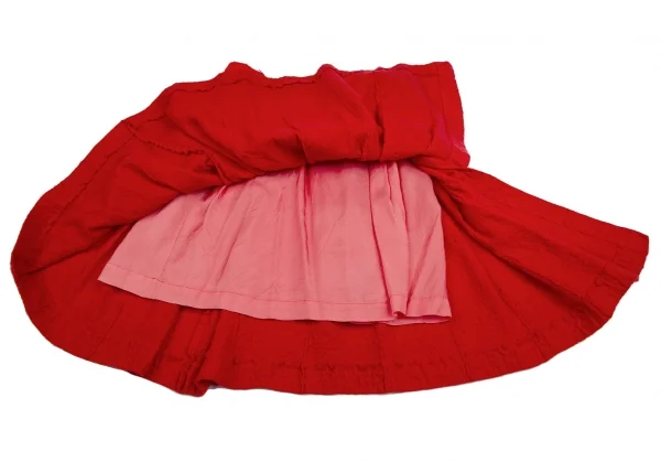 トリココムデギャルソンtricot COMME des GARCONS製品染めアンゴラ混ジップデザインプリーツスカート 赤M K-112487_011