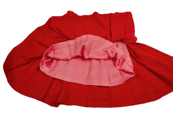 トリココムデギャルソンtricot COMME des GARCONS製品染めアンゴラ混ジップデザインプリーツスカート 赤M K-112487_012
