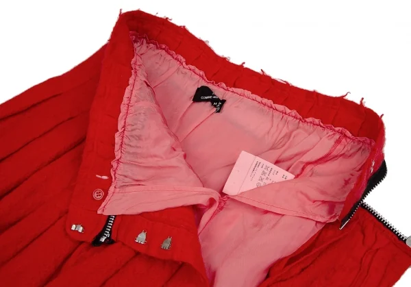 トリココムデギャルソンtricot COMME des GARCONS製品染めアンゴラ混ジップデザインプリーツスカート 赤M K-112487_006