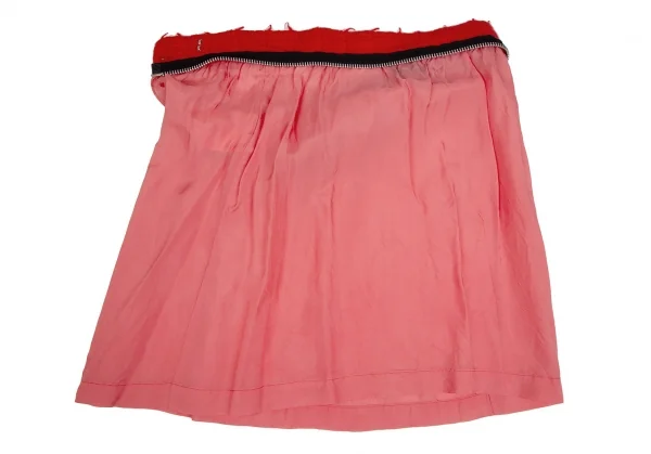 トリココムデギャルソンtricot COMME des GARCONS製品染めアンゴラ混ジップデザインプリーツスカート 赤M K-112487_008