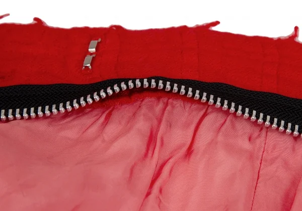 トリココムデギャルソンtricot COMME des GARCONS製品染めアンゴラ混ジップデザインプリーツスカート 赤M K-112487_009
