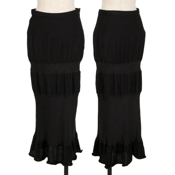 tricot COMME des GARCONS Stripe Switching Washed Wool Skirt Black M K-112488_001
