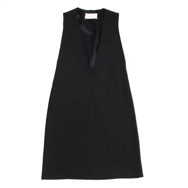 マルタンマルジェラMartin Margiela 4 レーヨンVネックロングベスト 黒36 K-112508_001