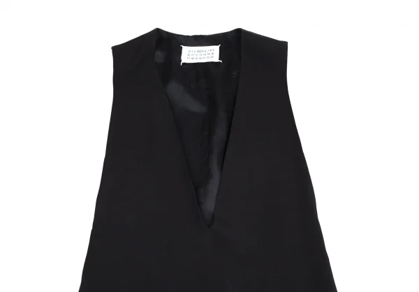 マルタンマルジェラMartin Margiela 4 レーヨンVネックロングベスト 黒36 K-112508_002
