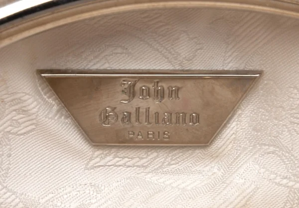 ジョンガリアーノJohn Galliano リボン装飾ストローガマ口ミニハンドバッグ イエローベージュ K-112511_014