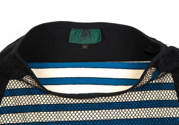 ジュニアゴルチエJUNIOR GAULTIER ネットレイヤードマリンボーダーストレッチスカート 黒青白40 K-112543_004