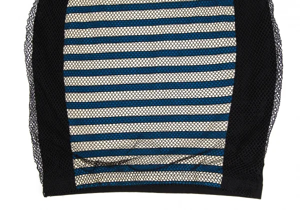 ジュニアゴルチエJUNIOR GAULTIER ネットレイヤードマリンボーダーストレッチスカート 黒青白40 K-112543_005