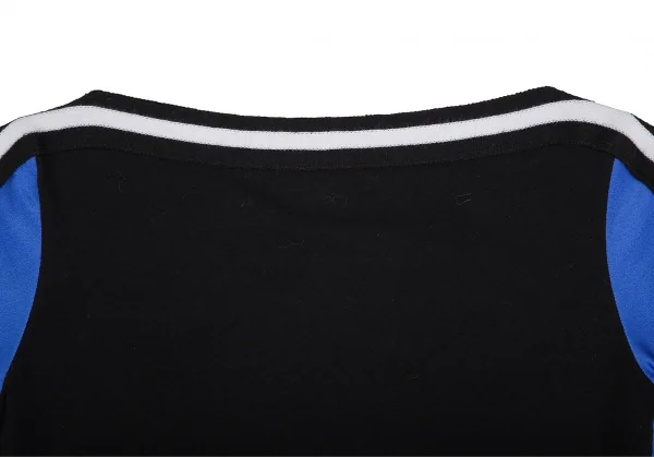 ジャンポールゴルチエJean Paul GAULTIER PARIS ストレッチラインテープボートネックTシャツ 黒青40 K-112547_003