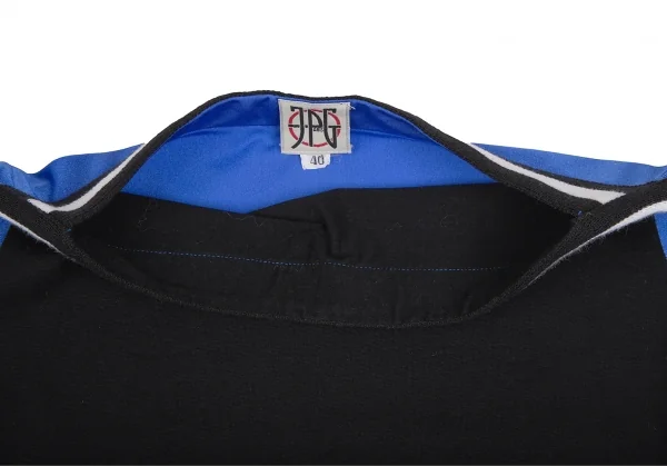 ジャンポールゴルチエJean Paul GAULTIER PARIS ストレッチラインテープボートネックTシャツ 黒青40 K-112547_004