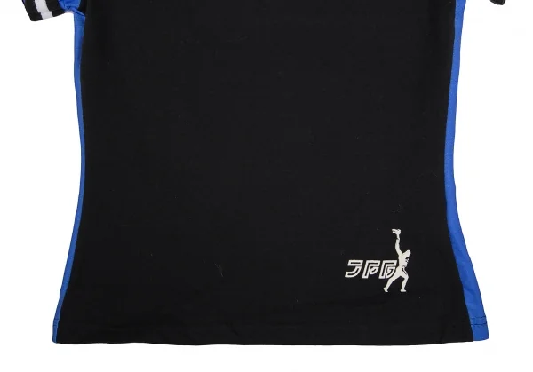 ジャンポールゴルチエJean Paul GAULTIER PARIS ストレッチラインテープボートネックTシャツ 黒青40 K-112547_006