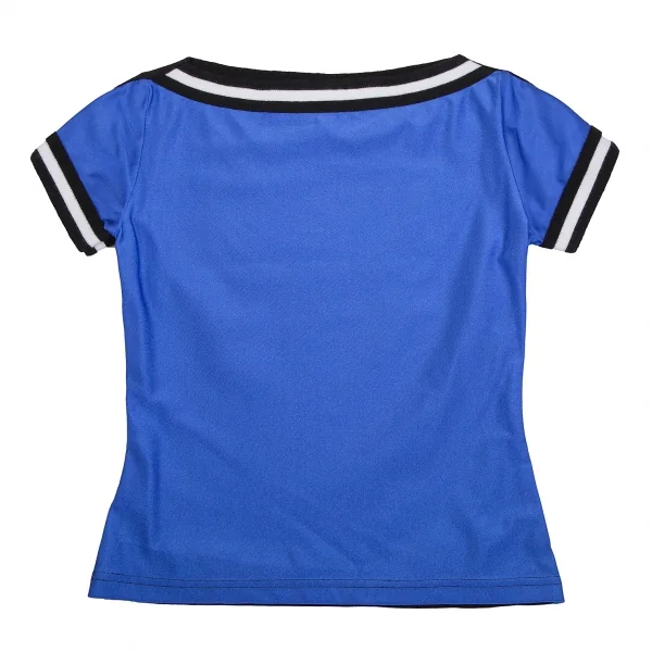 ジャンポールゴルチエJean Paul GAULTIER PARIS ストレッチラインテープボートネックTシャツ 黒青40 K-112547_009