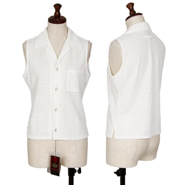 ジャンポールゴルチエ クラシックJean Paul GAULTIER CLASSIQUE プリーツデザインノースリーブシャツ 白40 K-112555_001