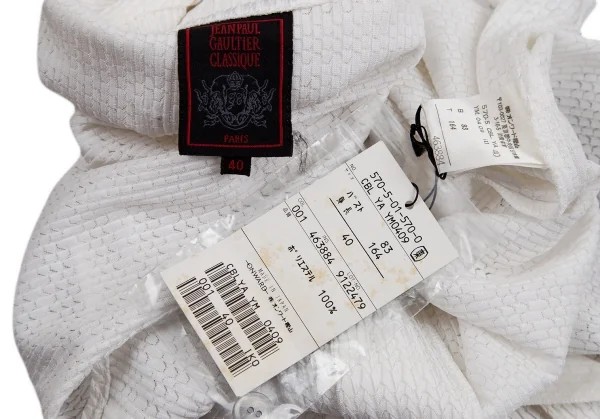 ジャンポールゴルチエ クラシックJean Paul GAULTIER CLASSIQUE プリーツデザインノースリーブシャツ 白40 K-112555_015