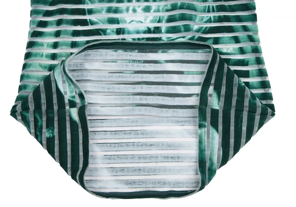 ジャンポールゴルチエ マイユファムJean Paul GAULTIER MAILLE FEMME デビルプリントシースルーボーダーカットソー グリーンS K-112557_011