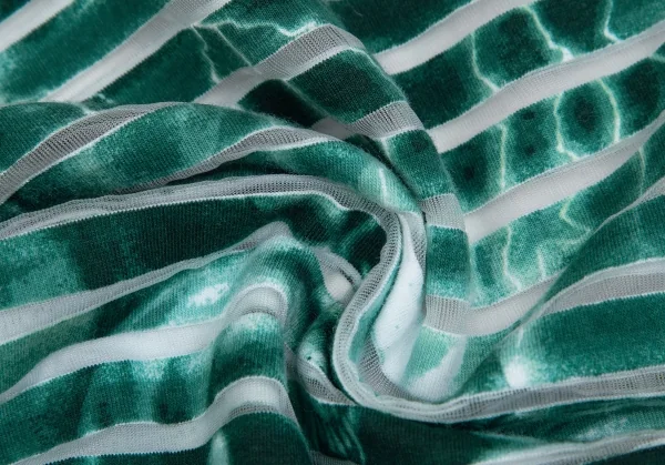 ジャンポールゴルチエ マイユファムJean Paul GAULTIER MAILLE FEMME デビルプリントシースルーボーダーカットソー グリーンS K-112557_017