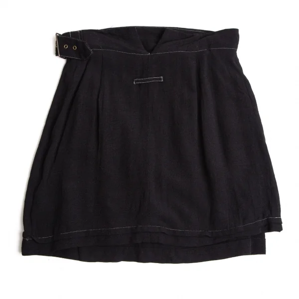 ジャンポールゴルチエ ファムJean Paul GAULTIER FEMME レーヨンナイロンハーフラップミニスカート 黒40 K-112567_010