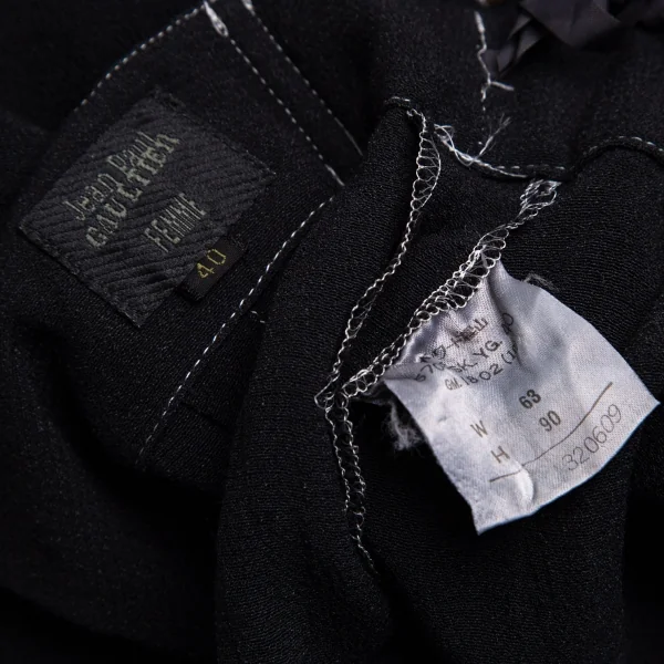 ジャンポールゴルチエ ファムJean Paul GAULTIER FEMME レーヨンナイロンハーフラップミニスカート 黒40 K-112567_014