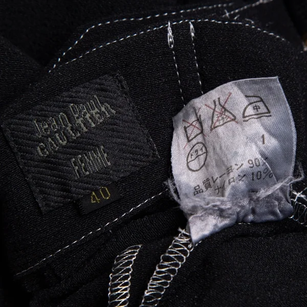 ジャンポールゴルチエ ファムJean Paul GAULTIER FEMME レーヨンナイロンハーフラップミニスカート 黒40 K-112567_015