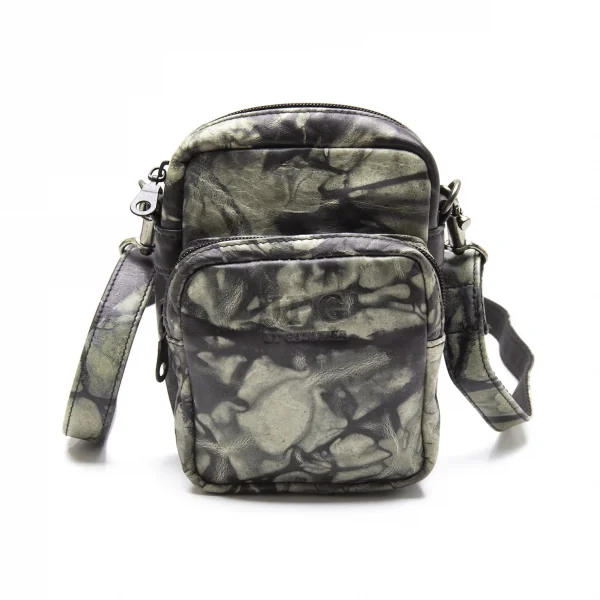 ジャンポールゴルチエJean Paul GAULTIER マーブルプリントレザーショルダーポーチ グレー黒 K-112576_001