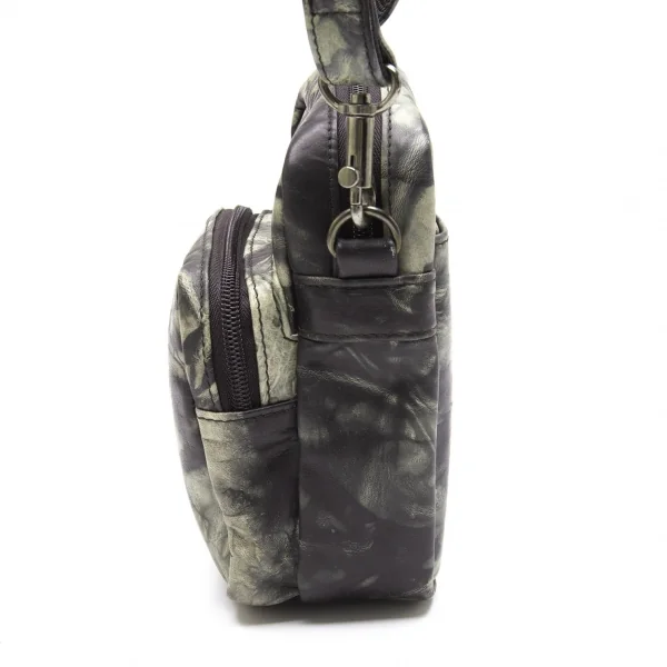ジャンポールゴルチエJean Paul GAULTIER マーブルプリントレザーショルダーポーチ グレー黒 K-112576_005