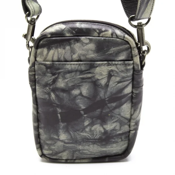 ジャンポールゴルチエJean Paul GAULTIER マーブルプリントレザーショルダーポーチ グレー黒 K-112576_006