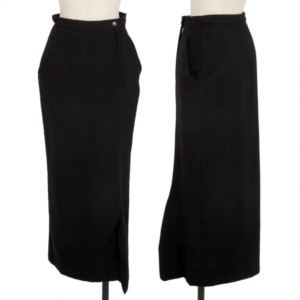 ヨウジヤマモト ファムYohji Yamamoto FEMME フロントスリットウールロングスカート 黒1 K-112584_001