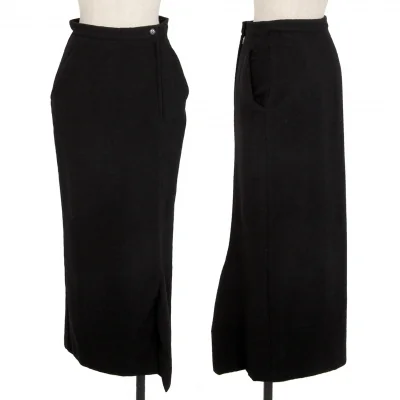 ヨウジヤマモト ファムYohji Yamamoto FEMME フロントスリットウールロングスカート 黒