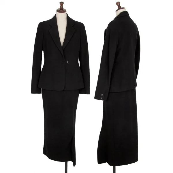 ヨウジヤマモト ファムYohji Yamamoto FEMME ロープ留めデザインウールセットアップスーツ 黒1 K-112585_001