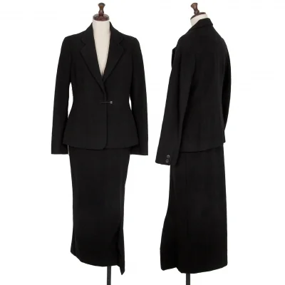 ヨウジヤマモト ファムYohji Yamamoto FEMME ロープ留めデザインウールセットアップスーツ 黒