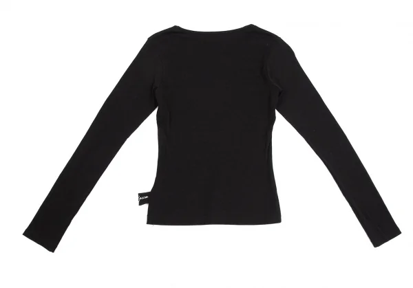 ヨウジヤマモト ファムYohji Yamamoto FEMME サイドロゴクルーネック長袖カットソー 黒3 K-112586_011