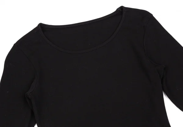 ヨウジヤマモト ファムYohji Yamamoto FEMME サイドロゴクルーネック長袖カットソー 黒3 K-112586_003