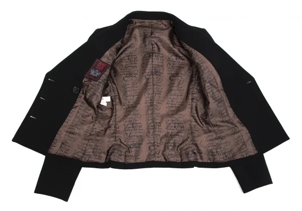 ジャンポールゴルチエ クラシックJean Paul GAULTIER CLASSIQUE 裏レタリングプリントダブルブレストジャケット 黒40 K-112593_010