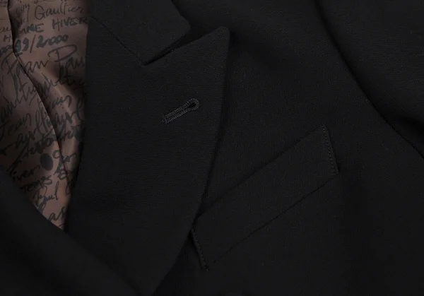 ジャンポールゴルチエ クラシックJean Paul GAULTIER CLASSIQUE 裏レタリングプリントダブルブレストジャケット 黒40 K-112593_005