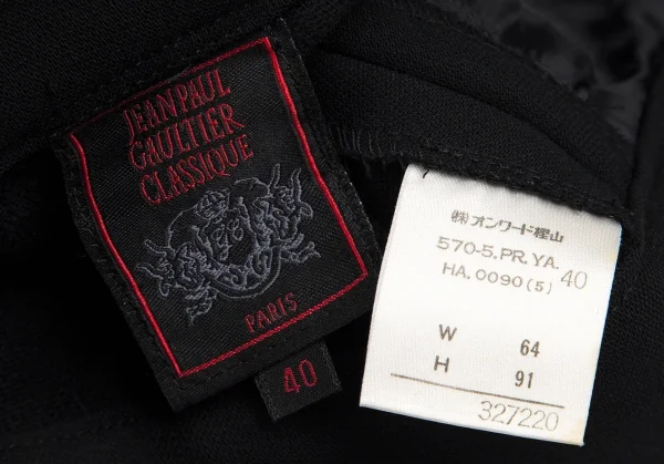 ジャンポールゴルチエ クラシックJean Paul GAULTIER CLASSIQUE ウールハイウエストパンツ 黒40 K-112594_014
