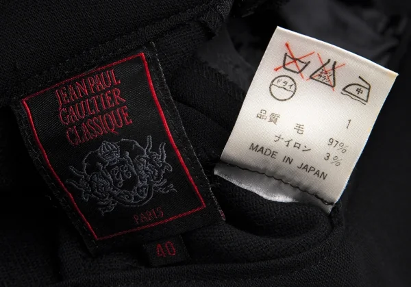ジャンポールゴルチエ クラシックJean Paul GAULTIER CLASSIQUE ウールハイウエストパンツ 黒40 K-112594_015